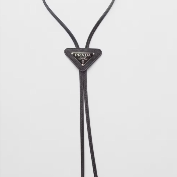 Prada Black Saffiano Leather Bolo Tie - Picture 2 of 4
